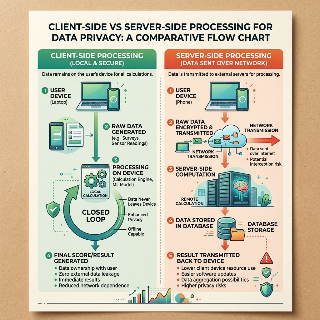 Client-Side vs Server-Side Data Flow Diagram
